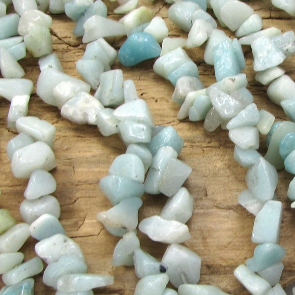 Amazonite Chips, 34" inch Strand, Natural Amazonite Blue-Green Gemstone Strand, Amazon Stone, Jewelry Supplies, Item 524pm