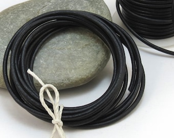 2mm Black Leather Cord, Four (4) Yards Black Leather Cord, Leather Necklace Cord, Jewelry Supplies, Beading Supplies, Item 290ct