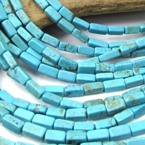 Magnesite Beads, Blue-Green 8x4mm Square Tube Beads, 15" inch Strands, Jewelry Supplies, Beading Supplies, Item 2223gsm
