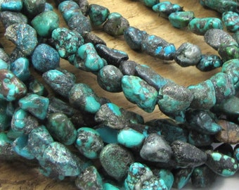 Turquoise Pebbles, Blue/Green Small Turquoise Beads, 15" inch Strand, Jewelry Supplies, Beading Supplies, Item 2010gst