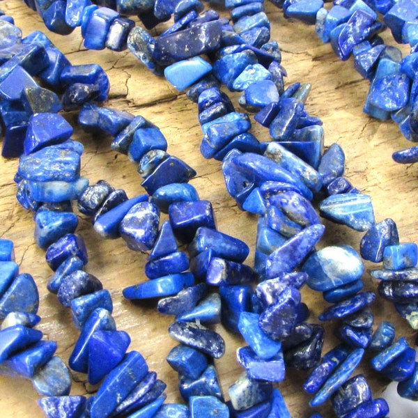 Lapis Lazuli Chips, 36" Inch Strand, Natural Blue Lapis Lazuli Gemstone Chips, Blue Chips, Beading Supplies, Jewelry Supplies, Item 2178pm