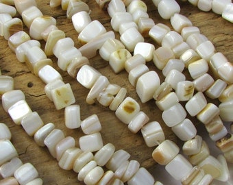 Mother of Pearl Shell Chips, 34" inch Strand, White Mother of Pearl Beads, Jewelry Supplies, Item 2220gsc