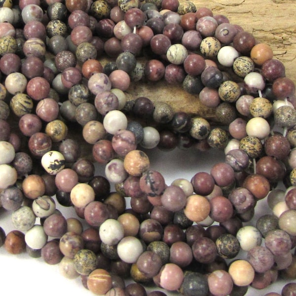 4mm Crazy Horse Stone Beads, 16" inch Strand, 4mm Brown Beads, 4mm Gray Beads, Jewelry Supplies, Beading Supplies, Item 2155pm