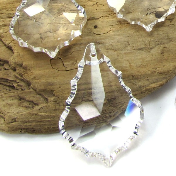 Crystal Teardrop Pendant, Large 49x35mm Glass Pendant, Clear Faceted Baroque Crystal, Item 231sw