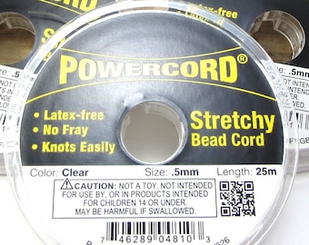 Powercord®, 0.5mm Stretchy Bead Cord, 4 Pound Test Cord, Clear Cord, 25-Meter Spool, Beading Supplies, Jewelry Supplies,  Item 2034wr