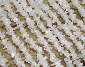 Rainbow Moonstone Chips, 35" inch Strand, Item 186gss