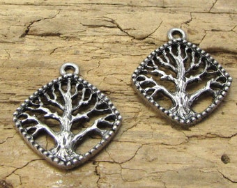 Tree of Life Charms, Two (2) Tree Charms, 20x20mm Tree of Life Charms, Jewelry Supplies, Item 321p