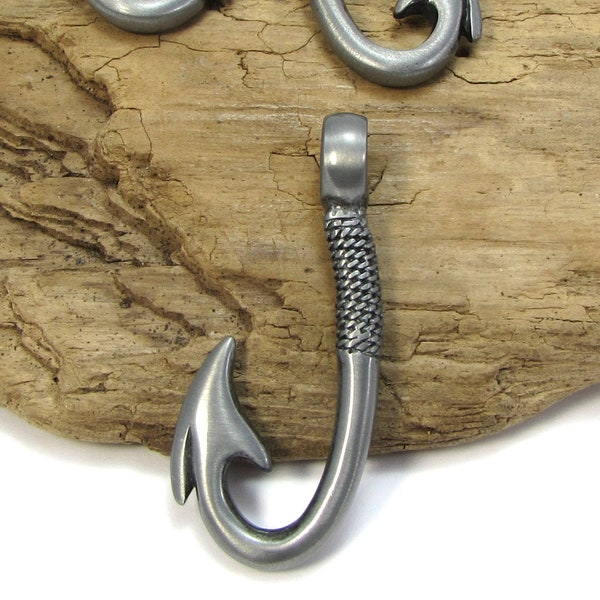 Hook Pendant, 44x18mm Double Sided Hook with Rope Design Pendant, Fish Hook Pendant, Necklace Supplies, Item 273p