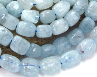 Aquamarine Nuggets, 16" inch Strand Blue Aquamarine Beads, Jewelry Supplies, Beading Supplies, Item 1800gss