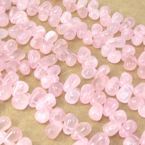 Rose Quartz Teardrop Beads, 9x6mm-13x8mm Hand-Cut Teardrop Beads, Pink Rose Quartz, 14&quot; inch Strand, Jewelry Supplies, Item 2105gss