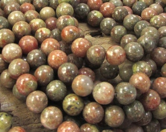Khaki Green and Brown Round Beads 14.5 Strand Limited Supply! African Green Autumn Jasper 46 Beads 8mm Round Matte Jasper