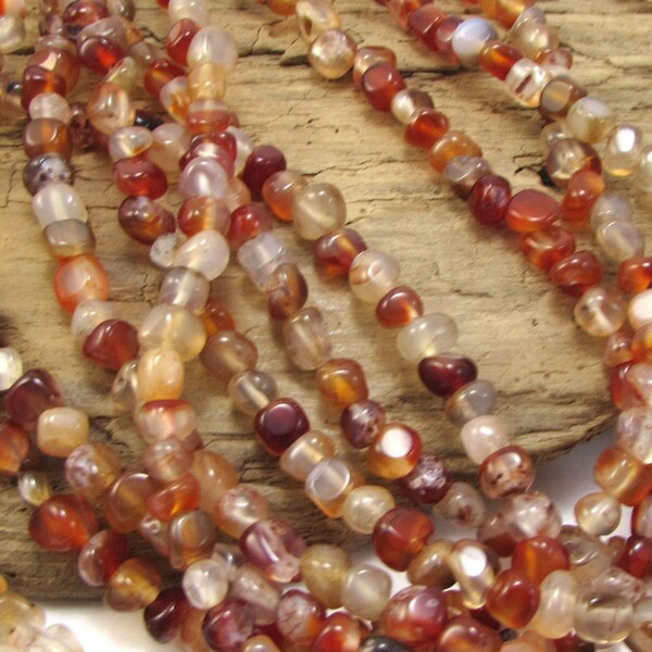 Carnelian Beads, 4-6mm Carnelian Peddles, 15" inch Strand, 6mm Orange Beads, Beading Supplies, Jewelry Supplies, Item 282gss