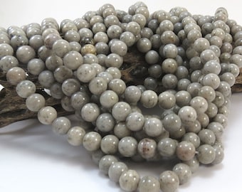 8mm Grey Feldspar Beads, Natural Grey Beads, 16" inch Strand, Item 1007pm