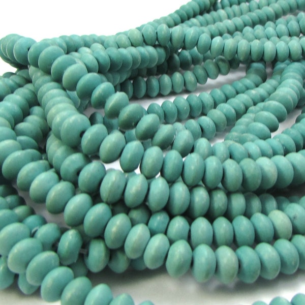 6x3mm Magnesite Beads, 15" inch Strand, Matte Green Beads, 6mm Green Beads, Beading Supplies, Item 670gsm