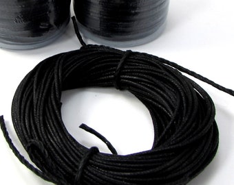 Cordão de algodão encerado preto de 1 mm, 5 jardas, item 637ct