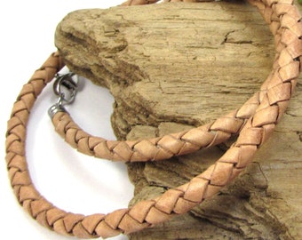 5mm Braided Leather Necklace, Custom Length & Color Braided Leather Necklace, Natural Leather Necklace, Item 1194n