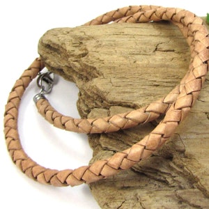 5mm Braided Leather Necklace, Custom Length & Color Braided Leather Necklace, Natural Leather Necklace, Item 1194n