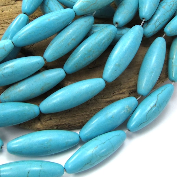 Magnesite Beads, 29x9mm Blue/Green Magnesite Beads, 8" inch Strand, Jewelry Supplies, Beading Supplies, Item 2285gsm