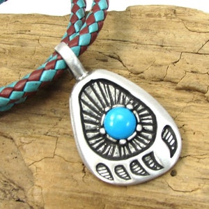 Bärentatze Anhänger Halskette, 45.5 x 27 mm Pfotenabdruck Anhänger, 5 mm Benutzerdefinierte Länge & Farbe geflochtene Lederkette, Artikel 2504n