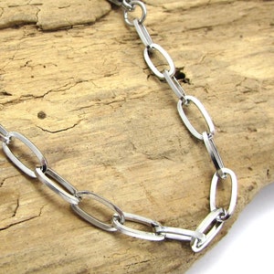Paperclip Chain Necklace, 5x10mm Stainless Steel Paperclip Chain Necklace, Custom Length Necklace, Item 2544n