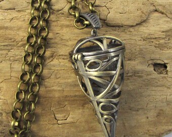 Collier Cage, Pendentif Cage 43 x 22 mm, Longueur personnalisée 5 mm Chaîne Rolo en Laiton, Article 1850n