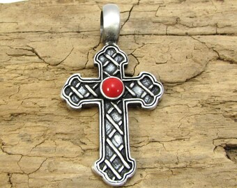 Cross Pendant, 47x26mm Textured Cross Pendant, Item 127p