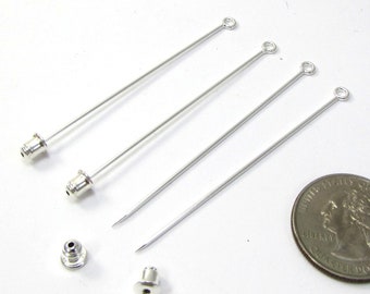 Brooch Pins, Silver Stick Pin, Ten (10) Silver Plated Brass Brooch Pins, Silver Brooch Pins, Jewelry Supplies, Craft Supplies, Item 243m