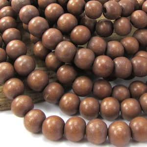 Perles en bois brun 10 mm, deux (2) rangs de 16 pouces, Perles en bois brun moyen 10 mm, fournitures pour perles, fournitures pour bijoux, article 2351wb