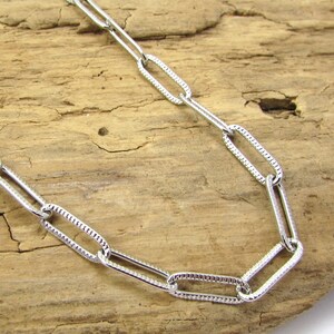 Paperclip Chain Necklace, 4x12mm Textured Stainless Steel Paperclip Chain Necklace, Custom Length Necklace, Item 2543n