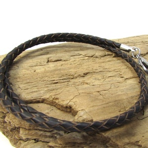 3 mm Dunkelbraune Geflochtene Lederkette, Personalisierte Lederkette, Einzellänge und Farbe, Art.1219n