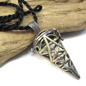 Cage Pendant Necklace, 43x22mm Cage Pendant, 2.3mm Satin-Finished Nylon Necklace, Item 1853n