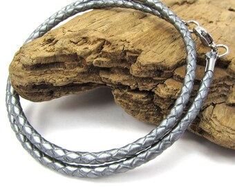 3mm Braided Leather Necklace, Custom Length & Color Braided Leather Necklace, Item 1781n
