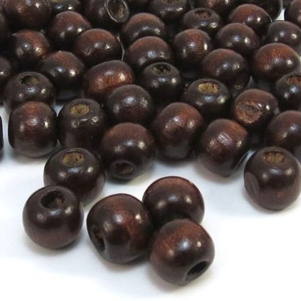 10mm Wood Beads, 100 Dark Brown Wooden Beads, 10x9mm Rondelle Wood Beads, Jewelry Supplies, Item 351wb