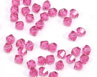Biconos de cristal Swarovski de 4 mm, 24 cuentas rosa, artículo 193B