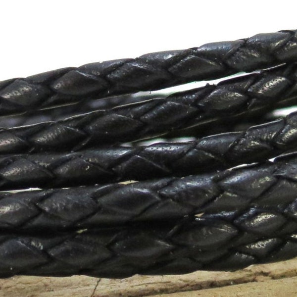 3mm Braided Leather Cord, 3mm Leather Cord, 1 Yard Braided Leather Cord, Leather Necklace Cord, Jewelry Supplies, Item 911ct