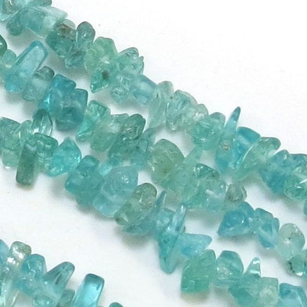 Apatite Chips, 36" inch Strand, Small Natural Blue-Green Apatite Beads, Sea Green Apatite Chips, Designer Quality, Item 184gss