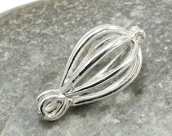 Colgante de jaula en forma de lágrima, 21 x 11 mm, pequeño dije de jaula de plata para perlas y piedras preciosas, artículo 163 m