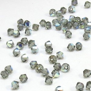 Swarovski Crystal 4mm Bicones, Black Diamond Aurora Borealis Finish Crystal Beads, Jewelry Supplies, Item 203B image 1