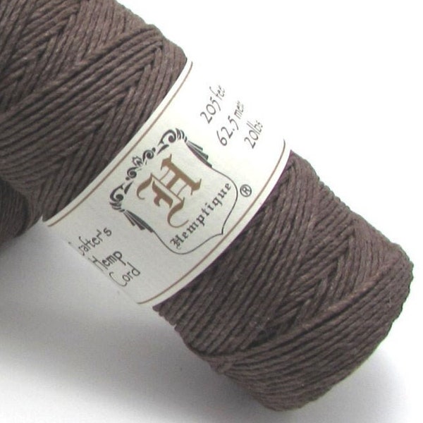 1mm Dark Brown Hemptique® Polished Hemp Cord, 20-Pound Test, 205-Foot Spool, Necklace Cord, Item 1116c