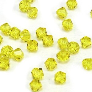 Citrine Yellow Swarovski Crystal Bicones - 4mm, 24 Pieces