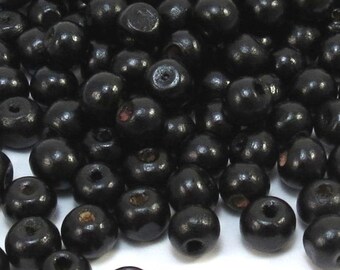 8x7mm Black Wood Beads, (100) Black Wood Beads, 8mm Black Wood Beads, Beading Supplies, Jewelry Supplies, Item 345wb