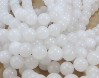 8mm Snow Quartz Beads, Natural White Snow Quartz, 16" inch Strand, 8mm White Beads, Beading Supplies, Jewelry Supplies,  Item 590pm