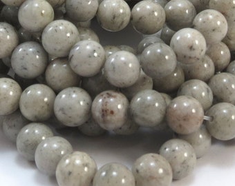 Grey Feldspar Beads, 8mm Natural Grey Beads, 16" inch Strand, Beading Supplies, Jewelry Supplies, Item 1007pm