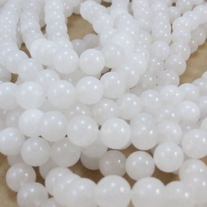 8mm Snow Quartz Beads, Natural White Snow Quartz, 16&quot; inch Strand, 8mm White Beads, Beading Supplies, Jewelry Supplies,  Item 590pm