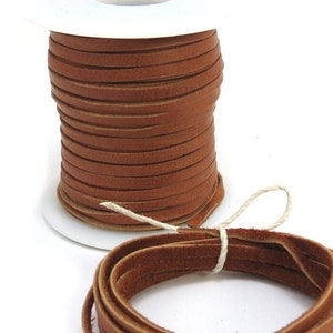 3mm Deerskin Leather Cord, 50&#39; Feet Saddle Tan Deerskin Leather Lace, 3mm Tan Leather Cord, Jewelry Supplies, Item 553c