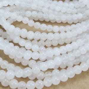4mm Snow Quartz Beads, Natural White Snow Quartz Beads, 16 inch Strand, 4mm White Beads, Beading Supplies, Item 630pm image 1