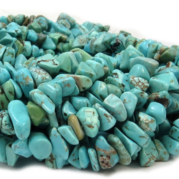 Magnesite Nuggets, Light Teal Green Magnesite Chips, 15" inch Strand, Green Gemstone Chips, Beading Supplies, Jewelry Supplies, Item 521gsm