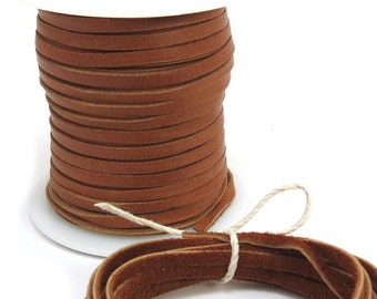 Deerskin Leather Cord, 3mm Saddle Tan Leather Cord, Two (2) Yards Leather Cord, Item 489ct