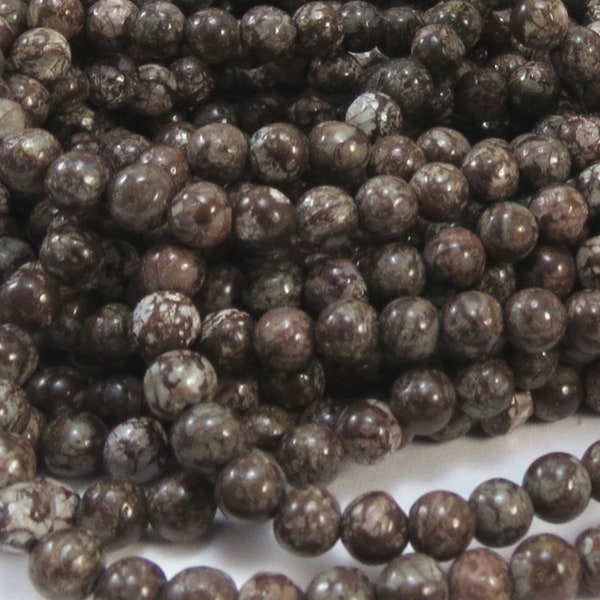 4mm Brown Snowflake Jasper Beads, Natural Brown 4mm Beads, 16" inch Strand, Jewelry Supplies, Beading Supplies, Item 1008pm