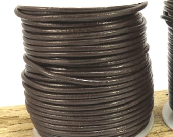 Premium European 1mm distressed brown round leather cord jewelry making leather string 1.0mm lacing 91